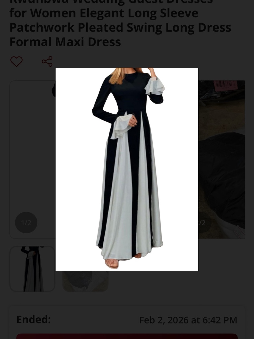 Elegant Black and White Maxi Dress with Pleated Panels